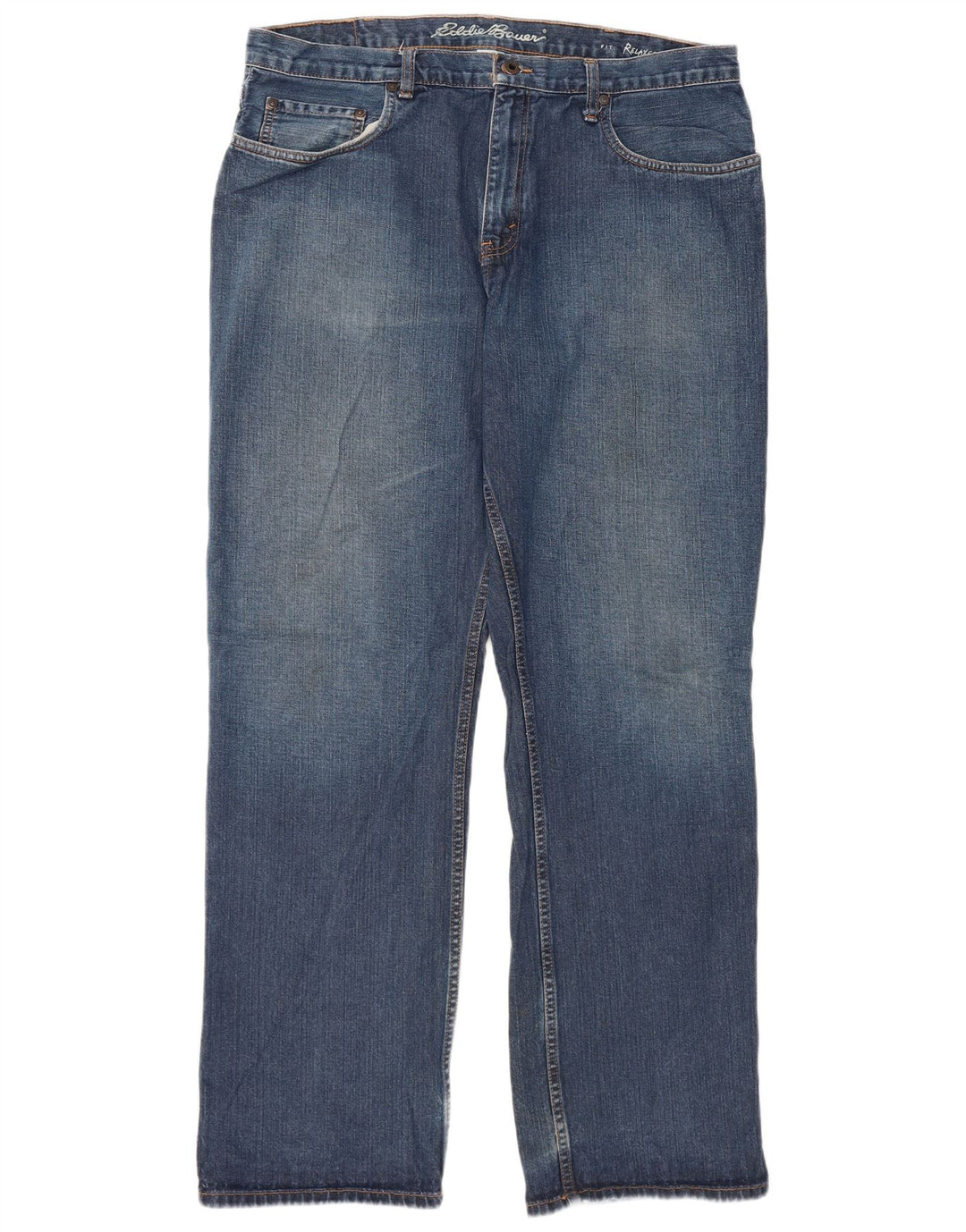 Eddie Bauer Blugi drepte pentru bărbați, cu ajustare relaxată, W38 L34, bumbac albastru