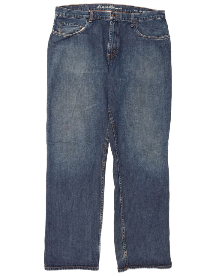 Eddie Bauer Blugi drepte pentru bărbați, cu ajustare relaxată, W38 L34, bumbac albastru