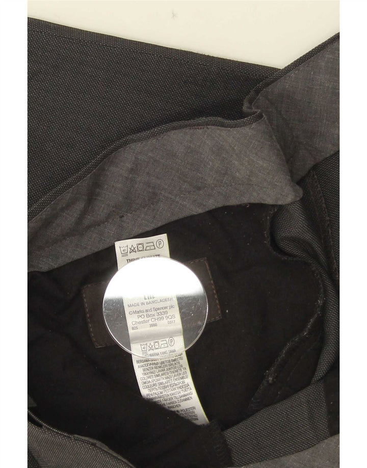 Marks & Spencer Pantaloni de costum obișnuit, drepti, pentru bărbați, L34 L29, poliester gri