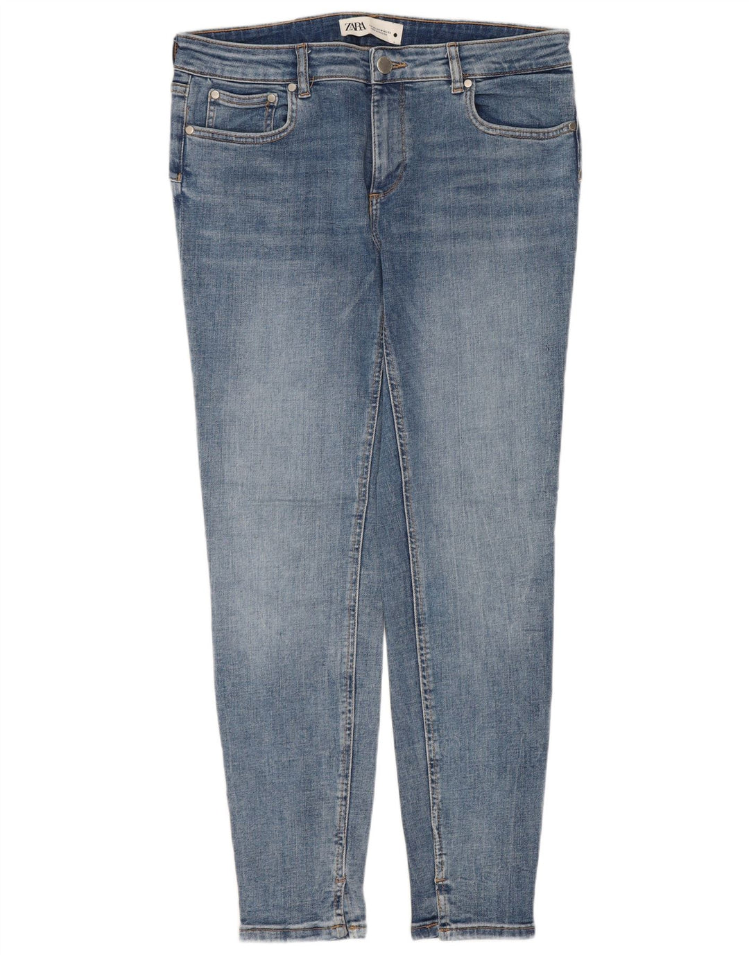 Blugi ZARA Femei Slim EU 42 Large W32 L28 Albastru