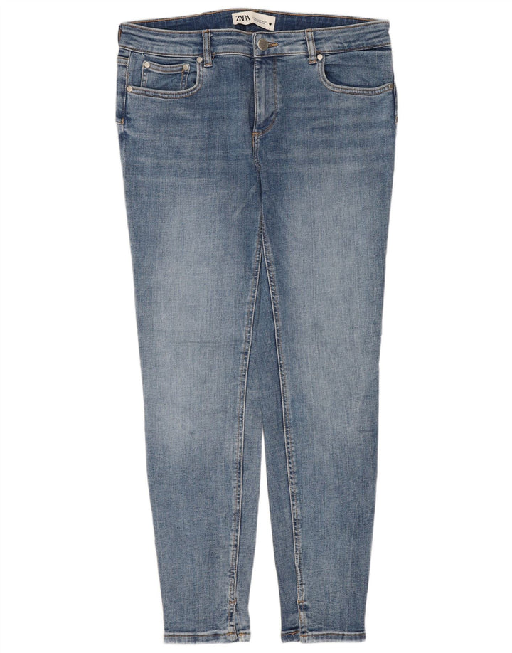 Blugi ZARA Femei Slim EU 42 Large W32 L28 Albastru