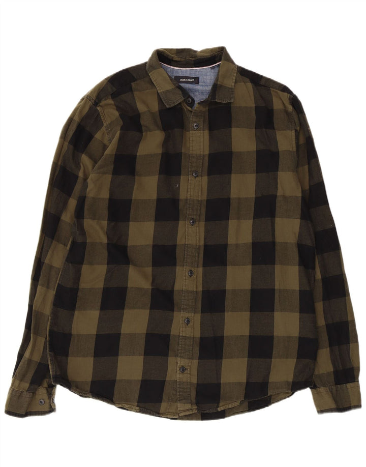Cămașă de flanel Jack & Jones pentru bărbați, bumbac cu carouri XL kaki