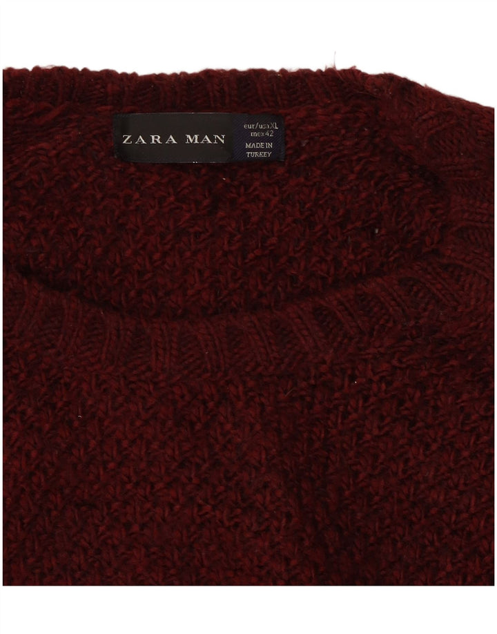 Pulover ZARA pentru bărbați, cu gât crew, XL maro