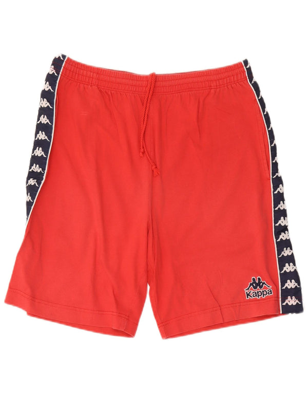 Pantaloni scurți de sport grafic Kappa pentru bărbați, bumbac color bloc, roșu, mare