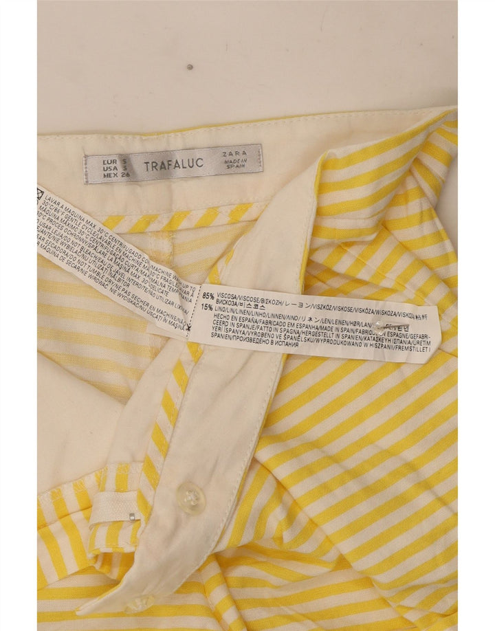 Pantaloni caldi pentru femei Zara mici W26 Viscoză cu dungi galbene