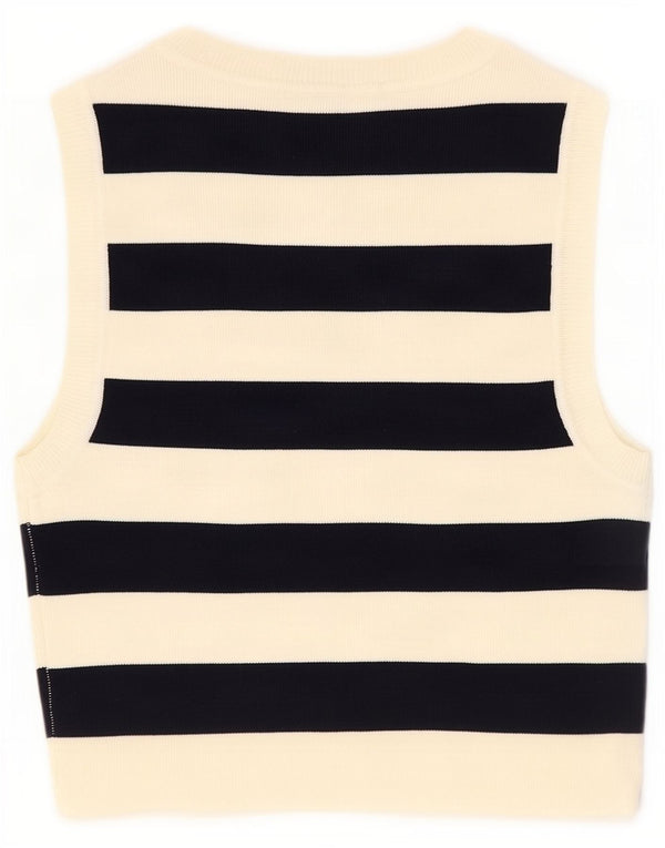 Top cu vestă pentru femei Zara UK 12 Medium Bej, în dungi, viscoză
