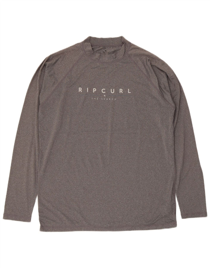 Tricou Rip Curl pentru bărbați, cu formă relaxată, cu grafică, cu mânecă lungă, poliester mare, gri