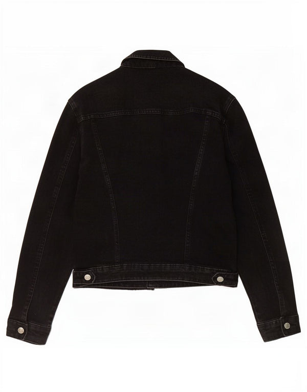Jachetă de denim scurtă pentru femei Zara UK 14 Large Black
