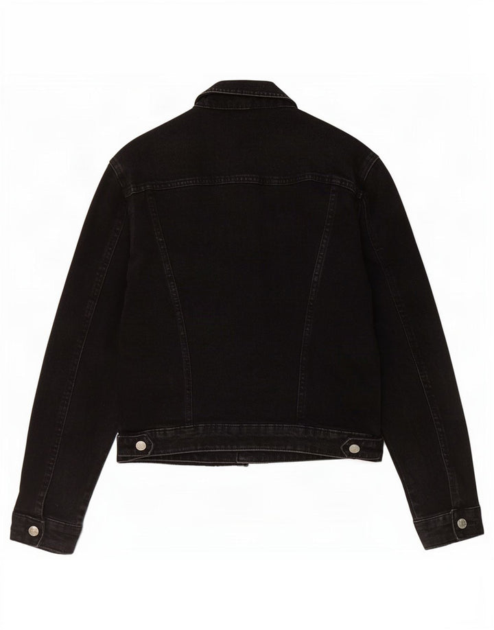 Jachetă de denim scurtă pentru femei Zara UK 14 Large Black