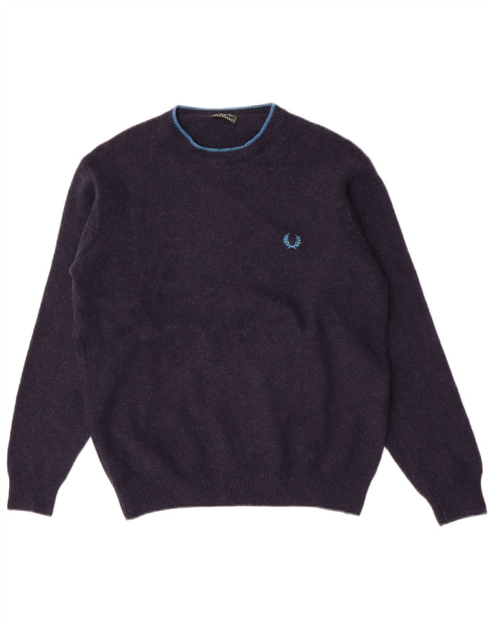 Fred Perry Pulover cu gât crew pentru băieți 13-14 ani Lână bleumarin