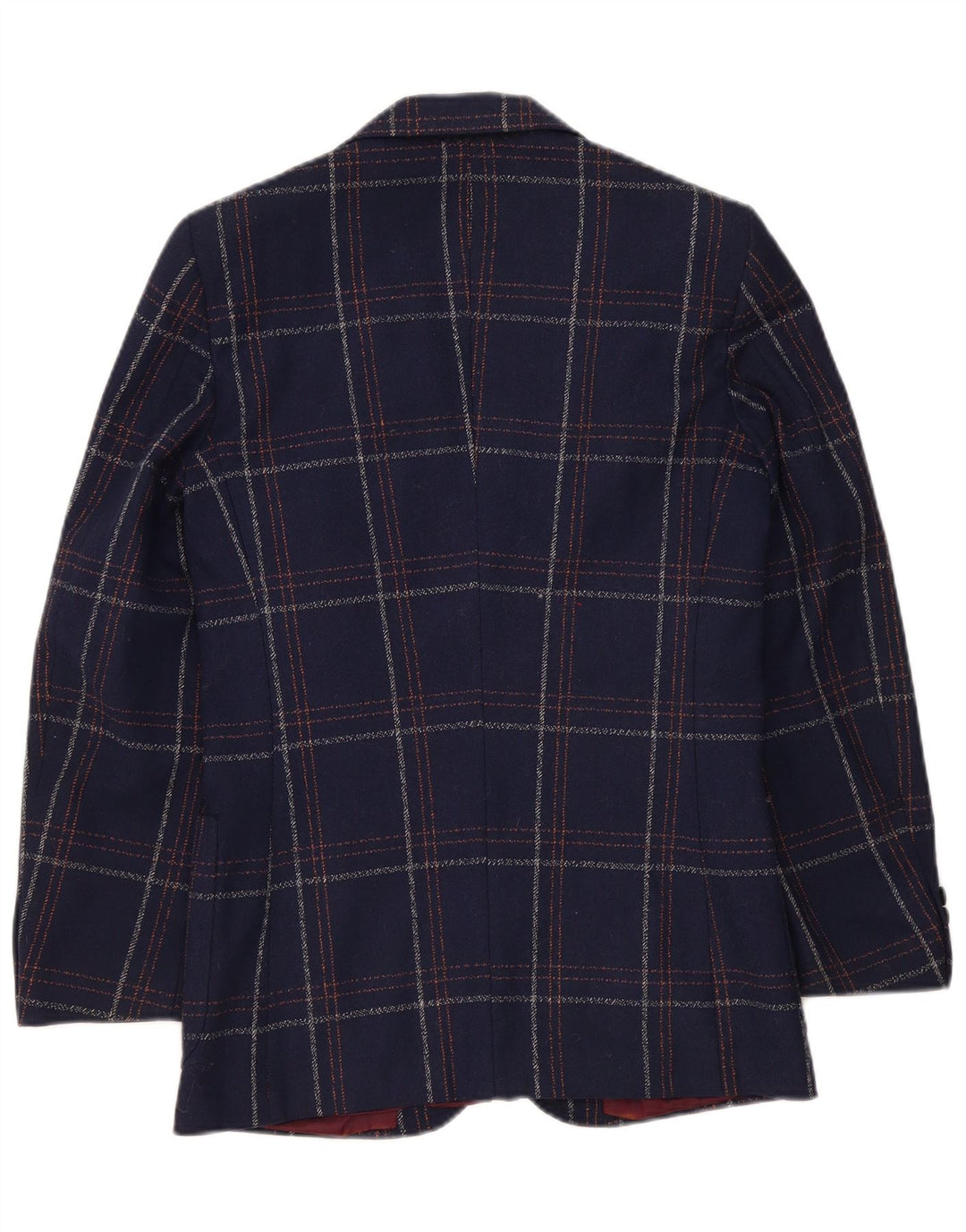 Jachetă Blazer Vintage pentru bărbați cu 2 nasturi UK 36 Mic bleumarin în carouri clasică