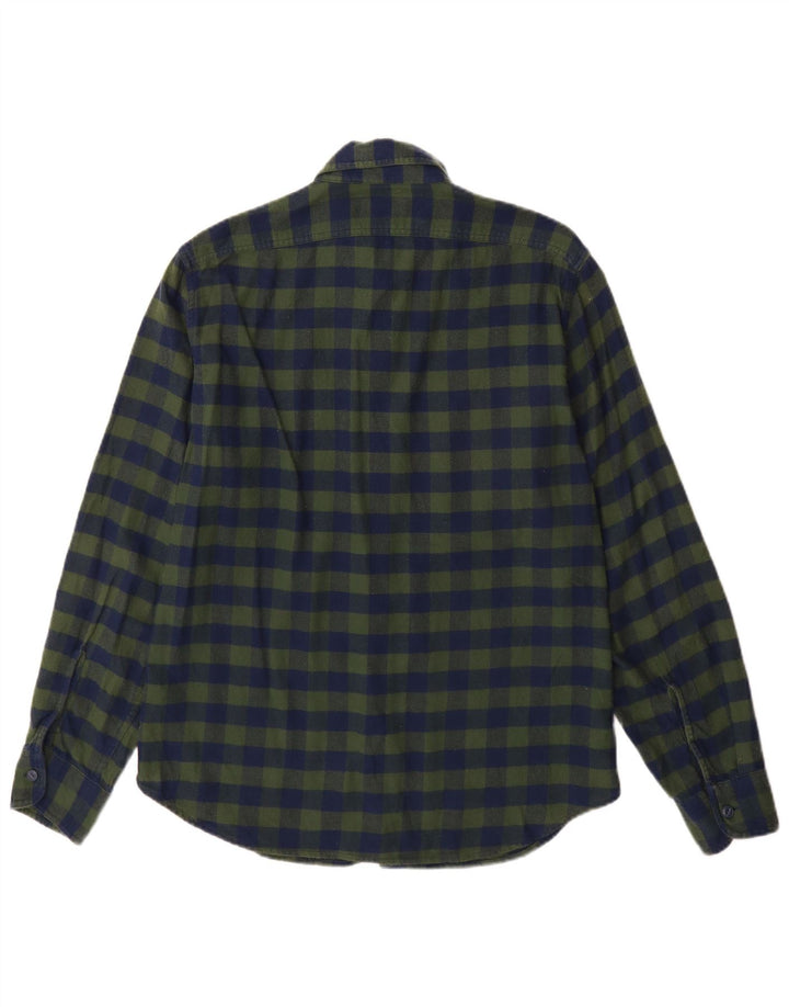 Cămașă de flanel pentru bărbați J. Crew, bumbac cu carouri albastru mediu