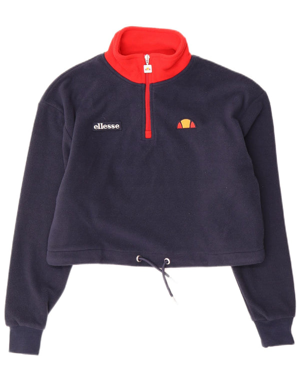 Pulover pentru femei Ellesse, cu fermoar și decolteu, din fleece UK 4 XS, albastru bleumarin, bloc de culoare