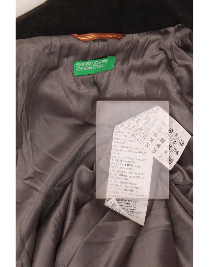 Pardesiu supradimensionat pentru femei Benetton UK 10, lână neagră mică