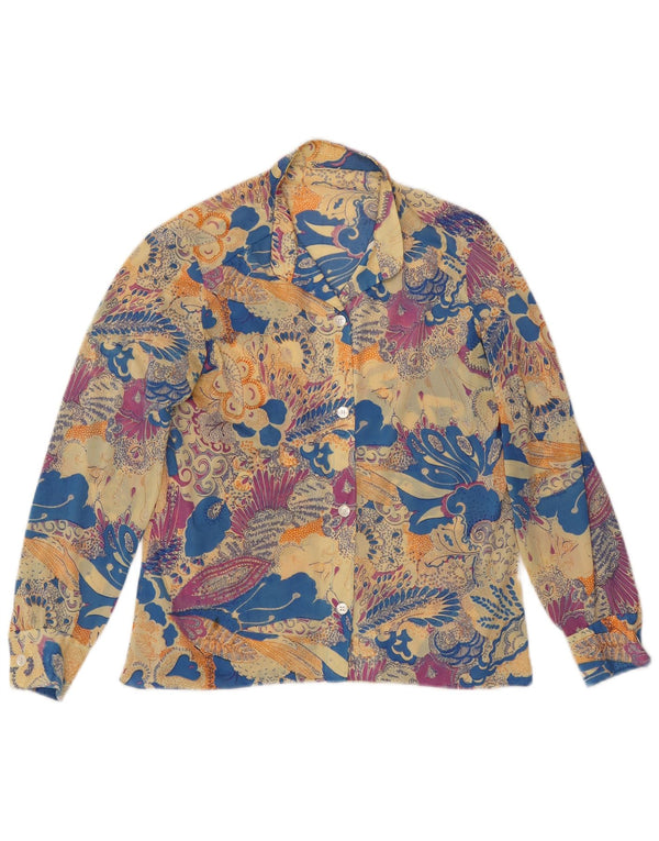 Bluză cămașă vintage pentru femei UK 12 Medium Multicolor Floral