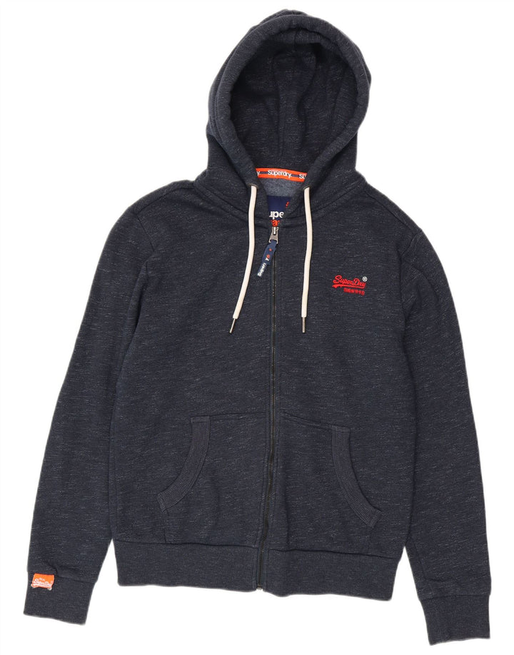 Pulover Superdry pentru bărbați, cu fermoar, bumbac cu pete, albastru marin mediu