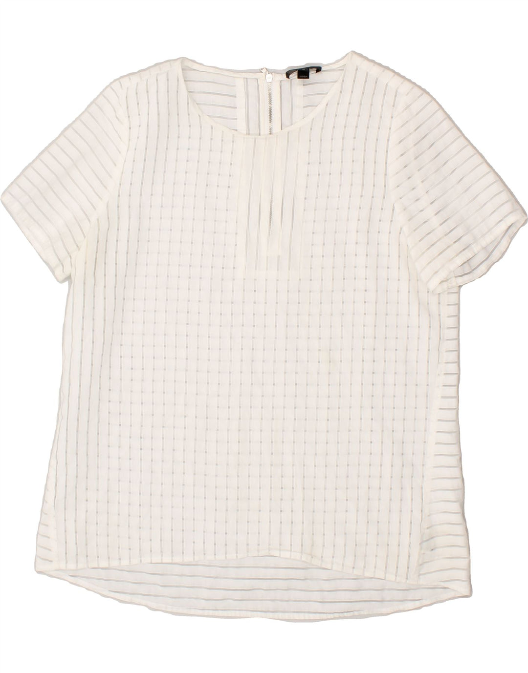 J. CREW Womens See Through Blouse Top US 12 Large White Striped Viscose Vintage J. Crew and Second-Hand J. Crew from Messina Hembry 