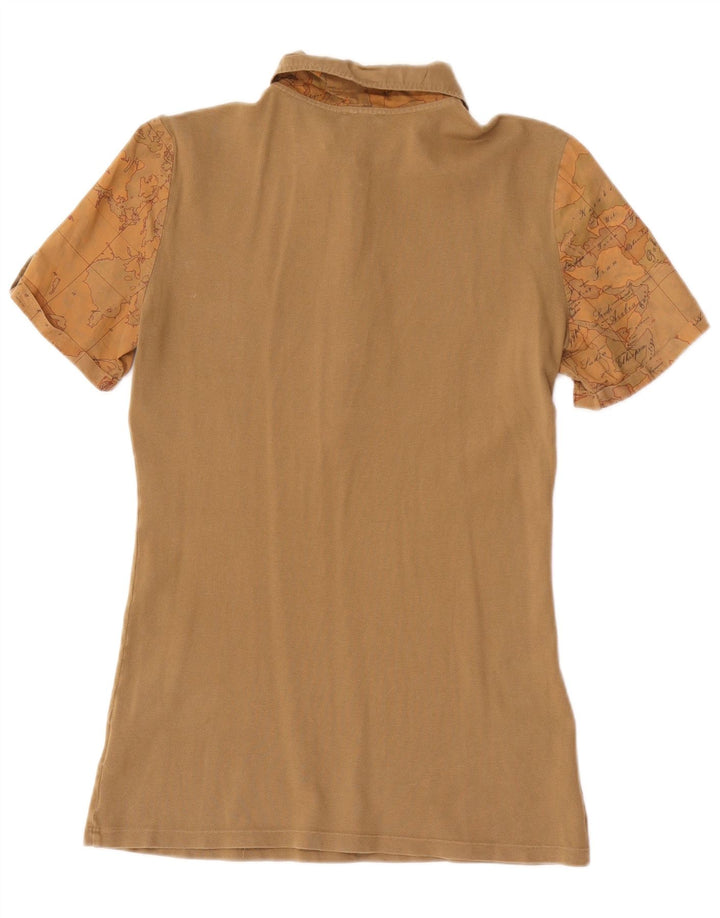 ALVIERO MARTINI Tricou Polo Femei IT 42 Medium Kaki Check Bumbac