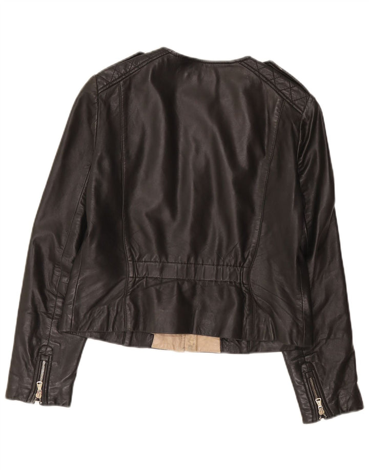 Jachetă de piele Massimo Dutti pentru femei UK 14, mare, neagră