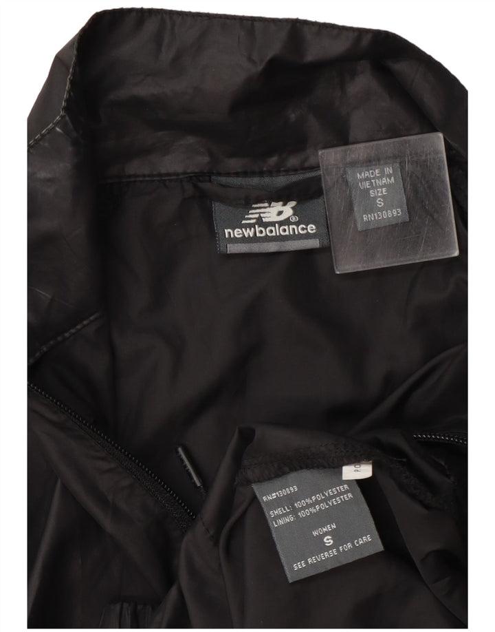 Jachetă de top pentru trening cu grafică New Balance pentru femei UK 8 Poliester negru mic