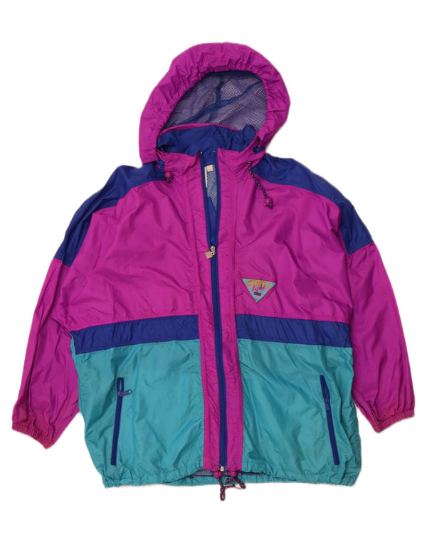 J JEANTEX Jachetă de ploaie cu glugă pentru femei UK 44/46 2XL Violet Colorblock