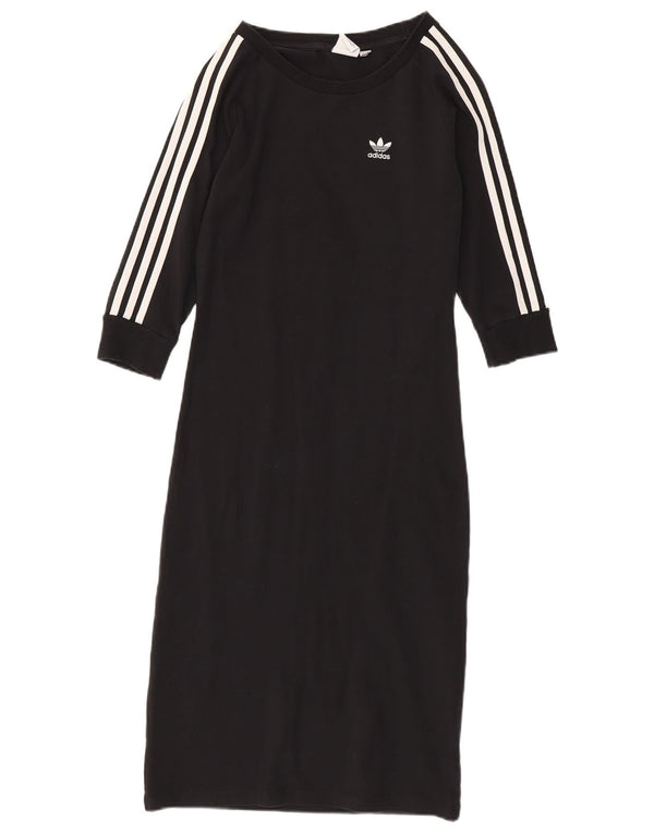 Rochie tricou Adidas pentru femei cu mâneci 3/4 UK 12 Bumbac mediu negru