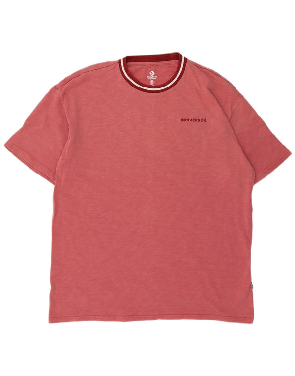 Tricou grafic supradimensionat Converse pentru bărbați Top mediu burgundy bumbac cu pete