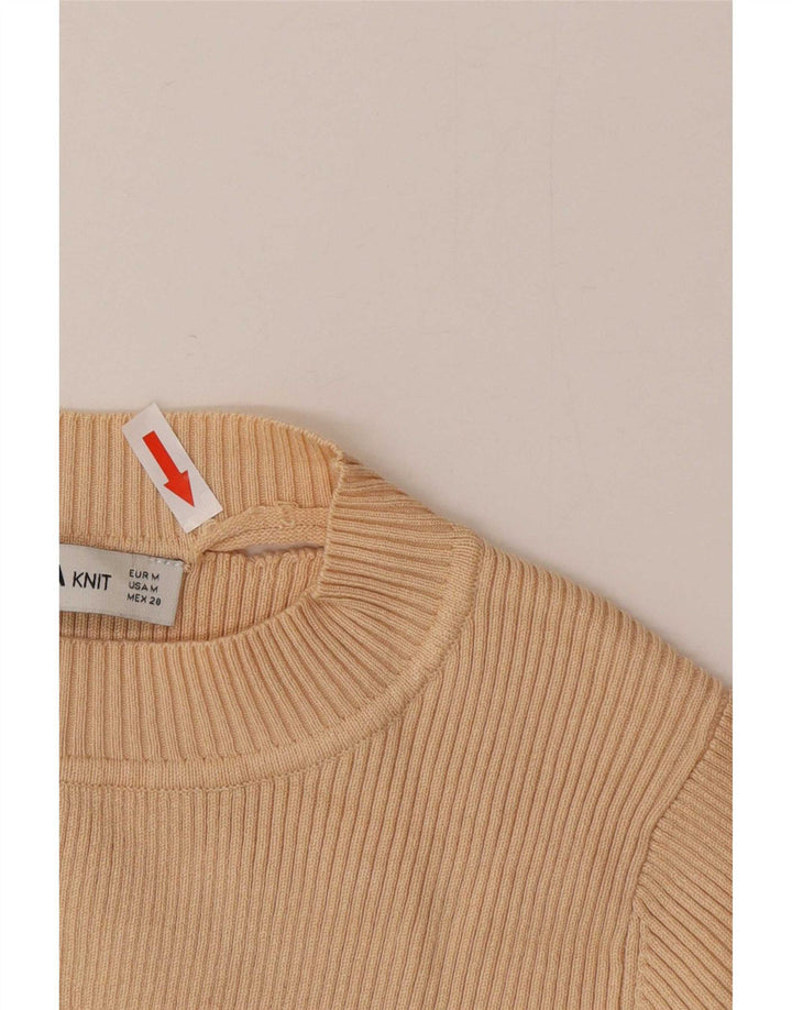Crop Top pentru femei Zara mânecă 3/4 UK 12 Medium Bej