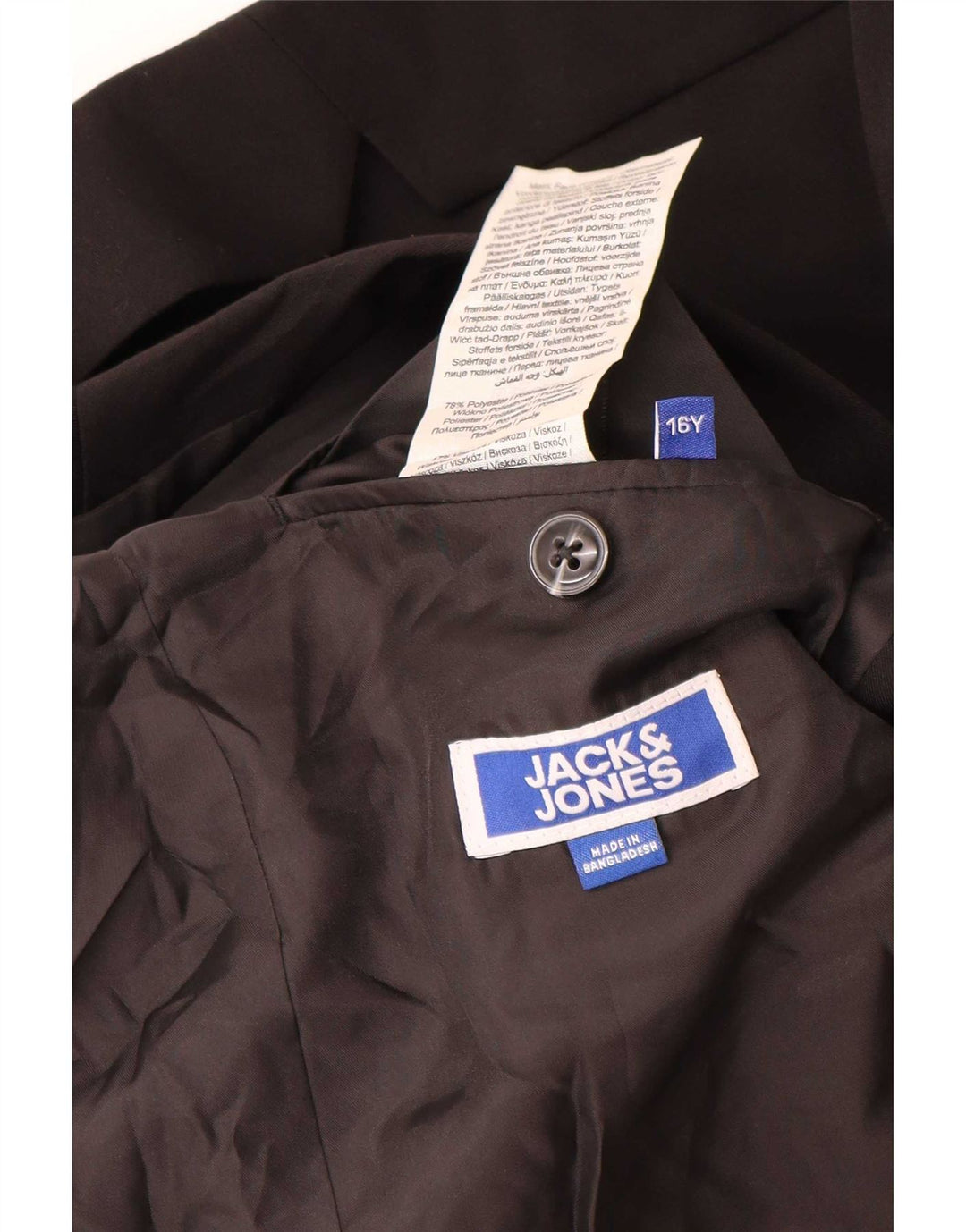 Jack & Jones Jachetă pentru băieți cu 2 nasturi, 15-16 ani, poliester negru