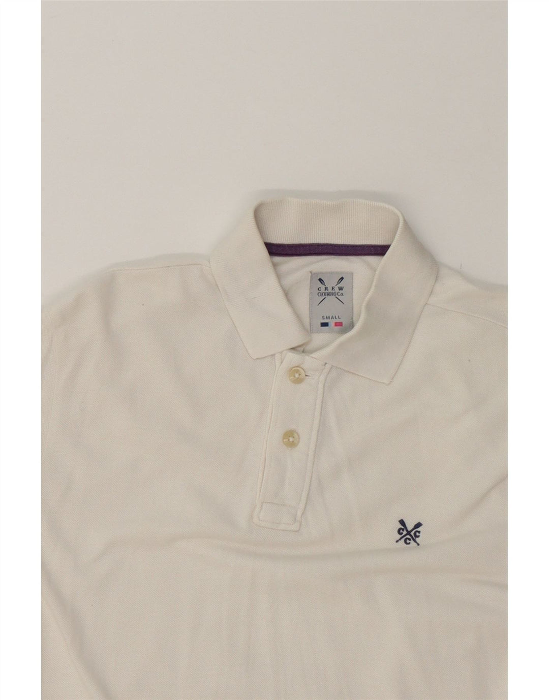 CREW CLOTHING Mens Polo Shirt Small White Cotton Vintage Crew Clothing and Second-Hand Crew Clothing from Messina Hembry 