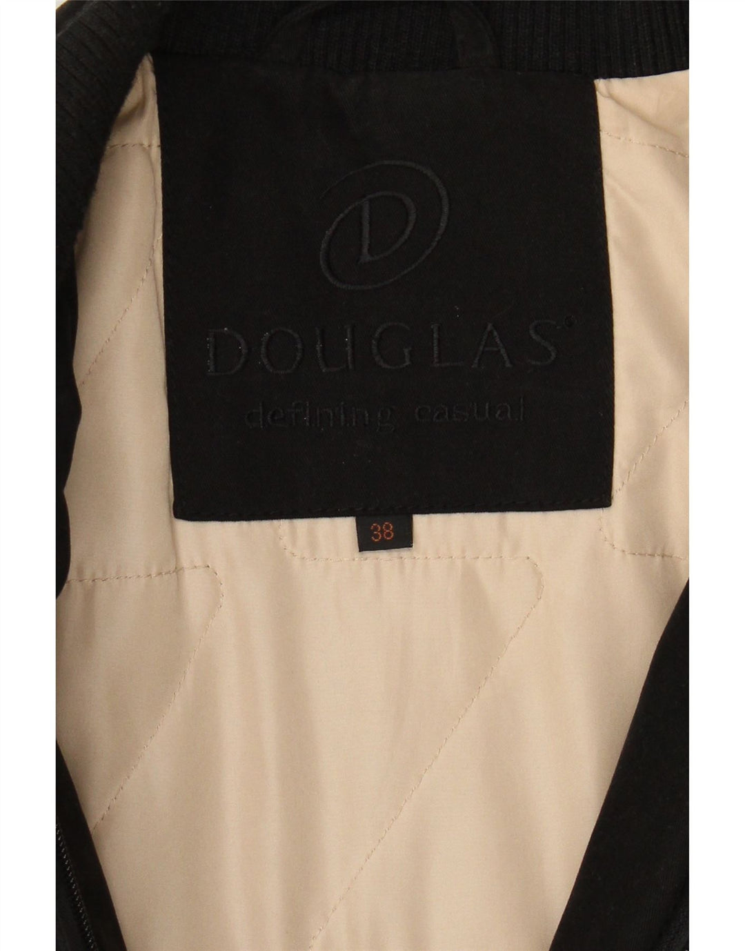 DOUGLAS Mens Bomber Jacket UK 38 Medium Black Cotton Vintage Douglas and Second-Hand Douglas from Messina Hembry 