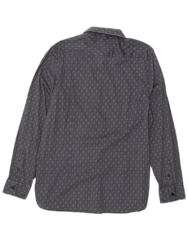 Cămașă Ted Baker pentru bărbați, slim fit, mărimea 4 mare, bumbac geometric, albastru bleumarin