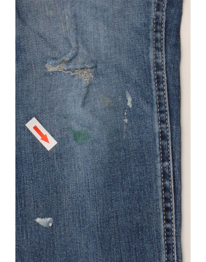 Blugi slim pentru bărbați Marks & Spencer Distressed Slim W28 L33 Blue Bumbac