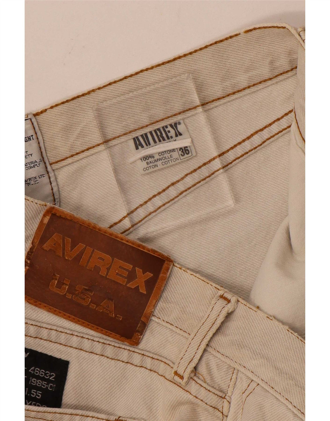 Blugi Avirex Bărbați Drepți W36 L30 Bej Bumbac