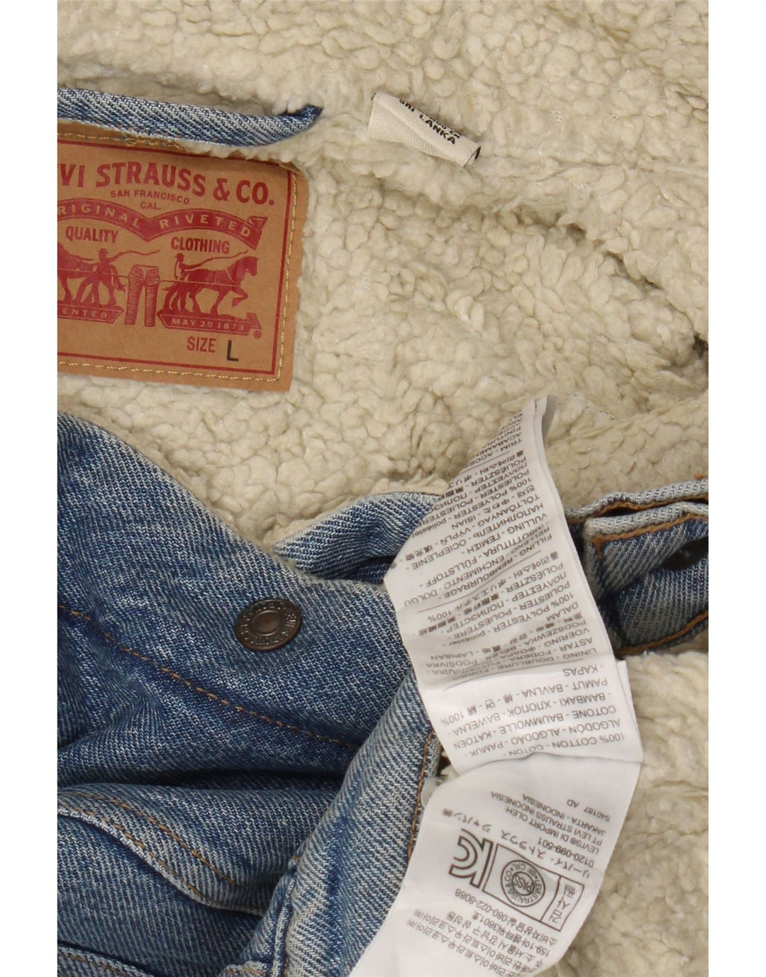 Jachetă de blugi Sherpa pentru femei Levi's UK 14, mare, albastru, bumbac