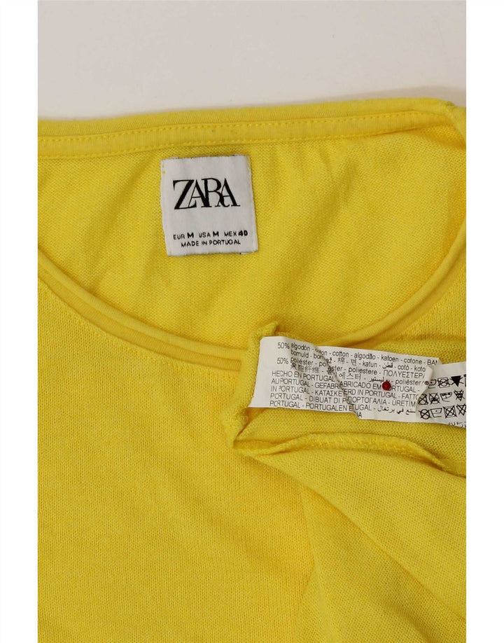 Tricou pentru bărbați Zara Top din bumbac galben mediu