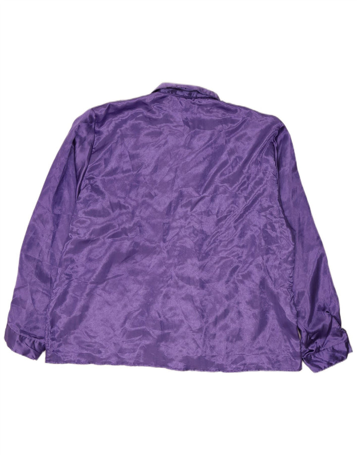 Bluză de cămașă Vintage pentru femei cu volane în față IT 56 4XL Violet Poliester