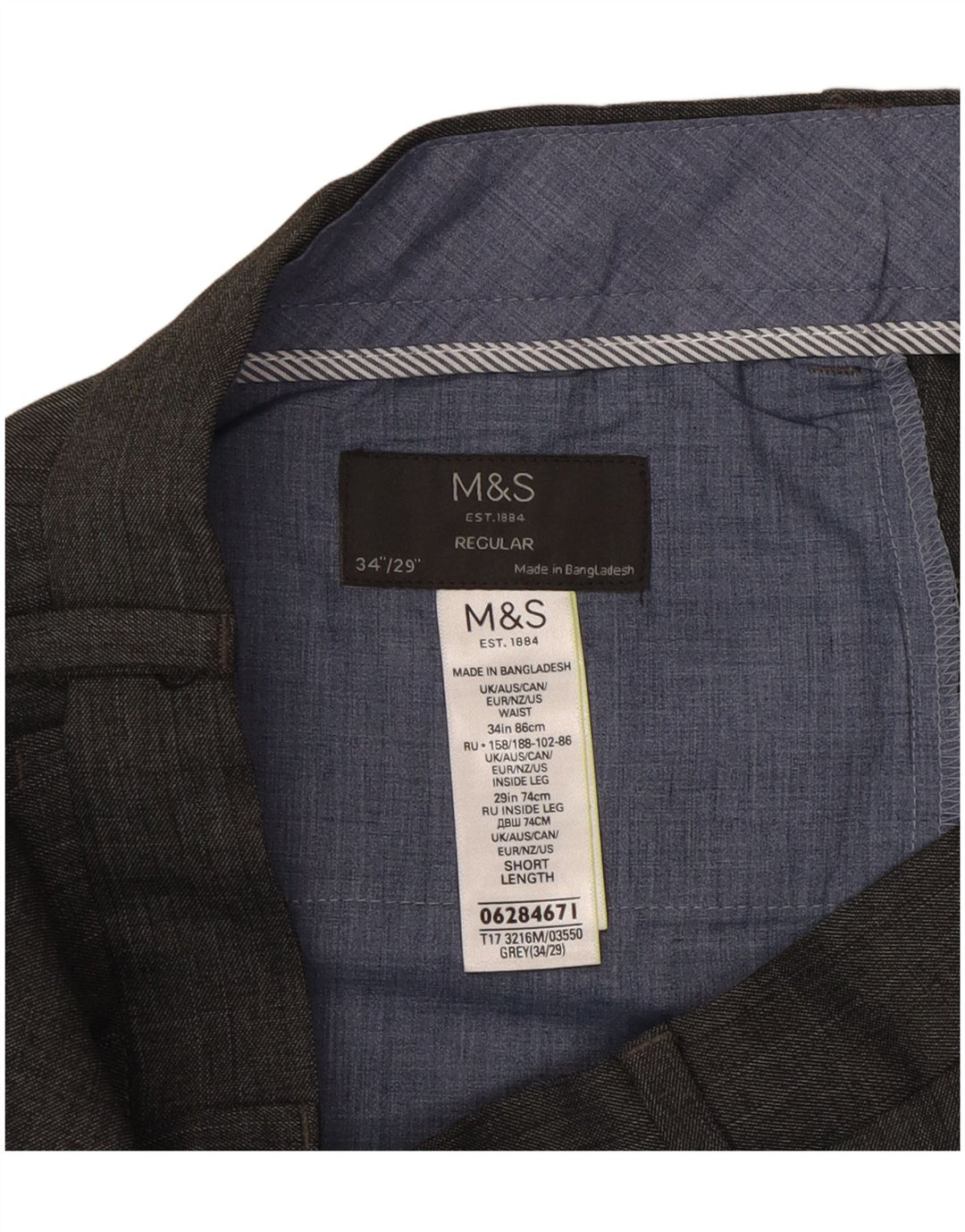 Pantaloni de costum obișnuiți pentru bărbați Marks & Spencer L34 L29 poliester gri