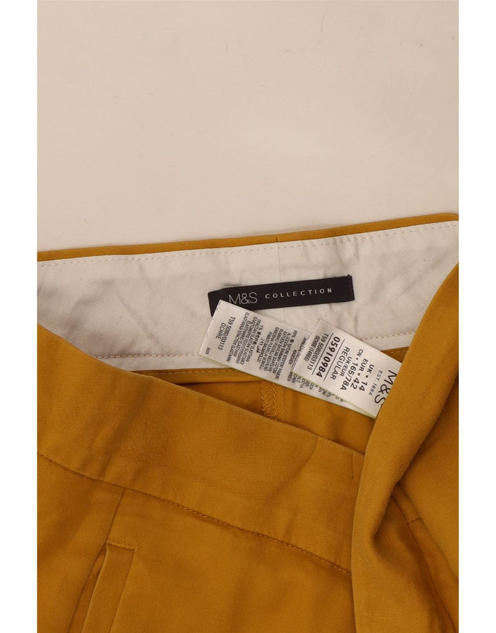 Pantaloni tăiați obișnuiți pentru femei Marks & Spencer UK 14 Medium W34 L24 Galben