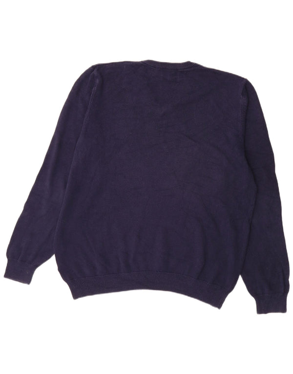 Pulover pentru bărbați Marks & Spencer, cu decolteu în V, XL, bumbac bleumarin