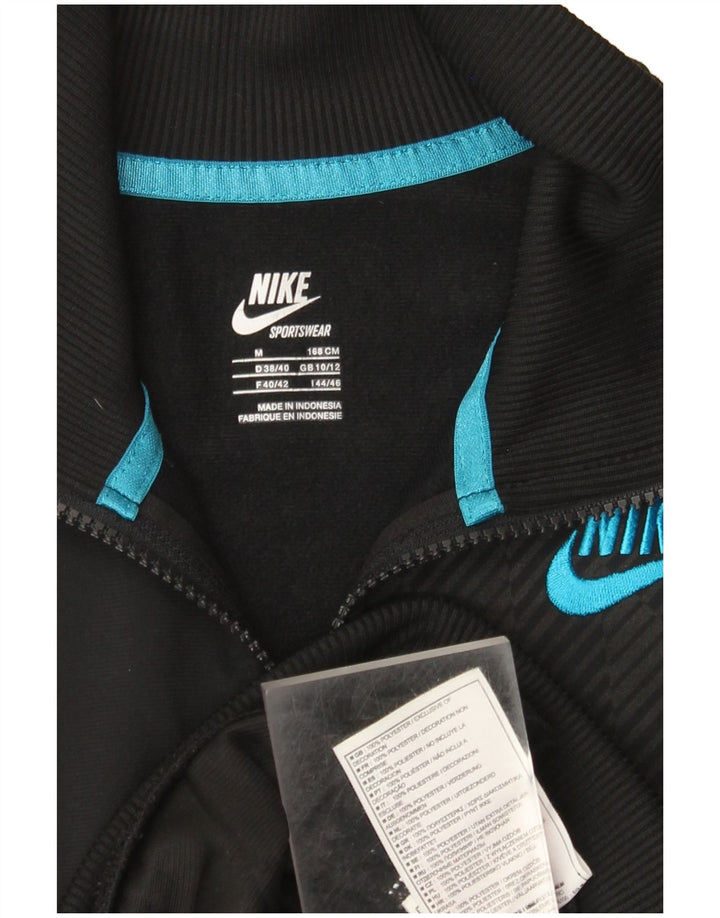 Jachetă de top pentru trening Nike pentru femei UK 10/12 Poliester cu dungi negre medii