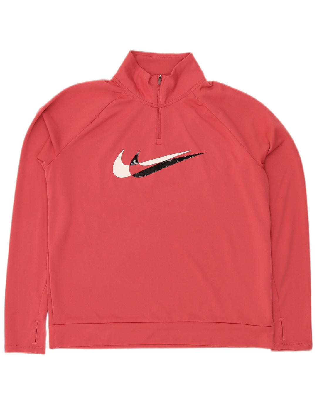 Pulover pentru damă NIKE Dri Fit Graphic, cu fermoar și gât, UK 14, Roz mediu