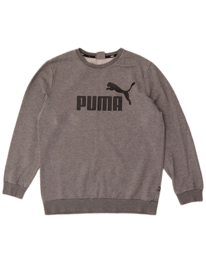 Pulover grafic pentru bărbați Puma, bumbac, gri mediu