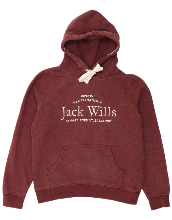 Jack Wills Pulover supradimensionat cu capotă pentru femei UK 12 Burgundy mediu