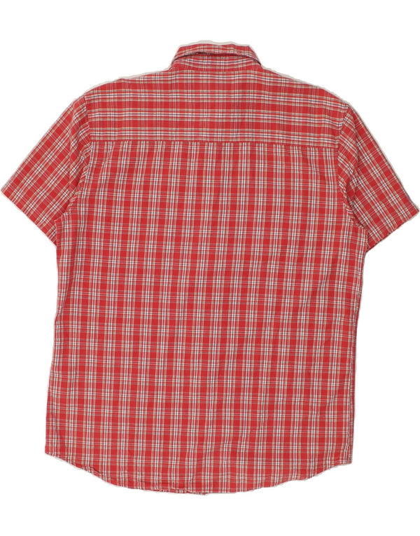 WRANGLER Mens Short Sleeve Shirt 2XL Red Check Cotton