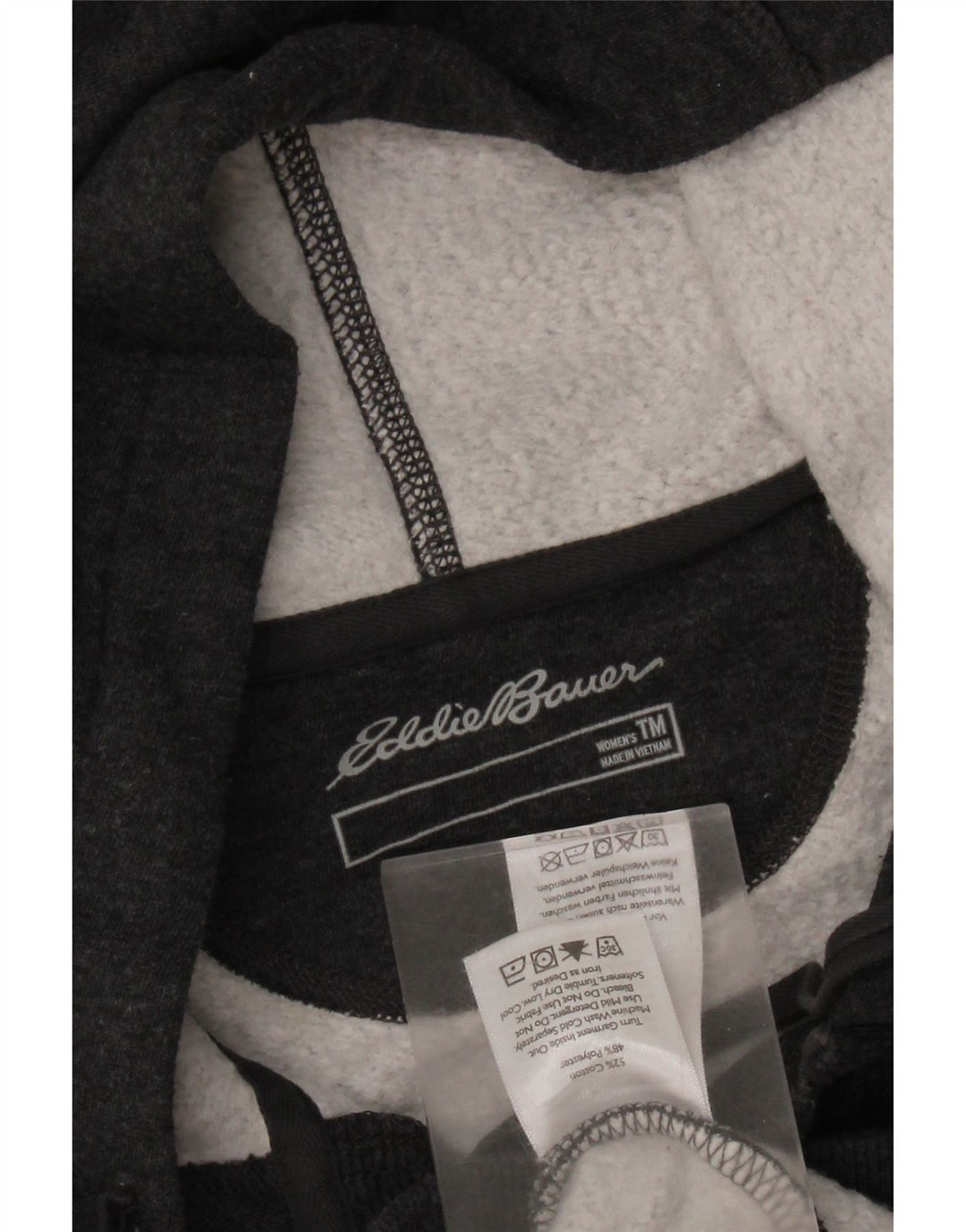 EDDIE BAUER Pulover cu glugă cu gât cu nasturi pentru femei UK 14 Bumbac gri mediu