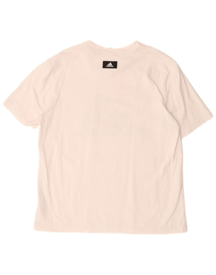 Tricou grafic Adidas pentru bărbați Top mare din bumbac alb