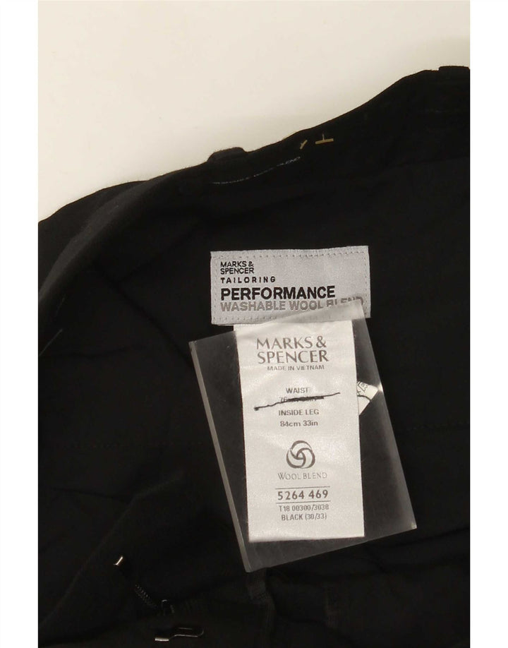 Marks & Spencer Pantaloni drepți pentru bărbați L30 L33 Poliester negru