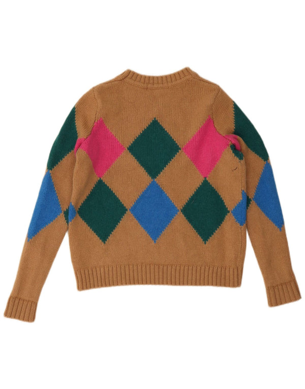 Pulover Boden pentru femei crop cu decolteu triplu UK 10 Small Brown Argyle/Diamond