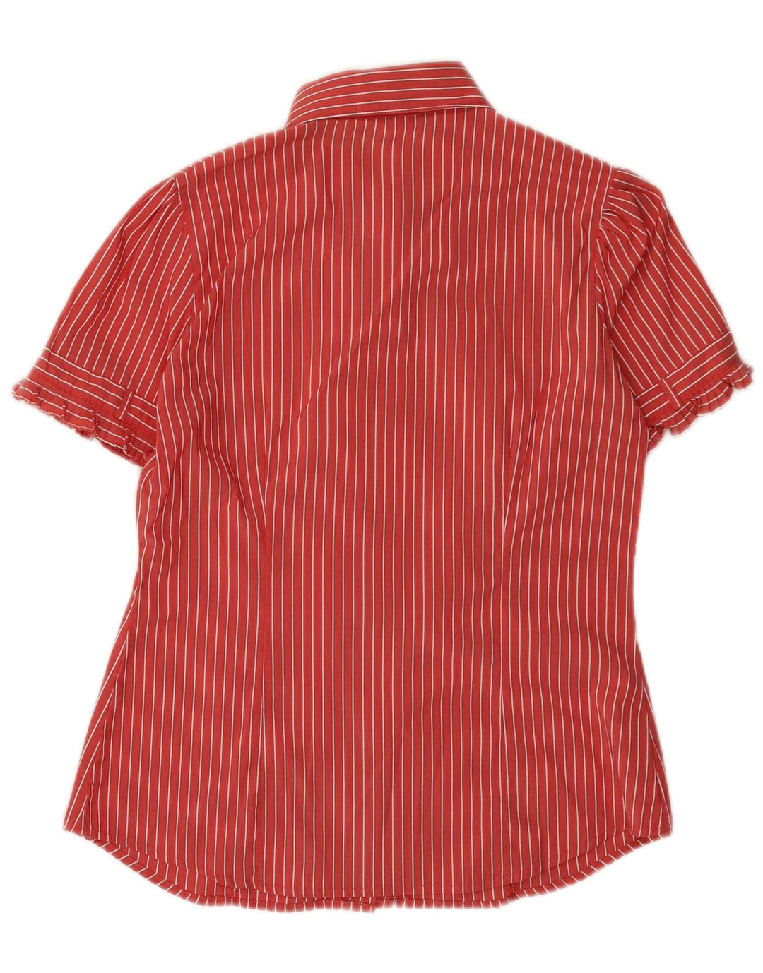 Cămașă cu mânecă scurtă pentru femei BENETTON UK 14 Medium Red Pinstripe